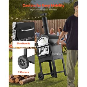 Four à pizza d'extérieur à 2 niveaux, 12 pouces, à granulés, à bois, pour le camping, avec roues amovibles - Product Image 5