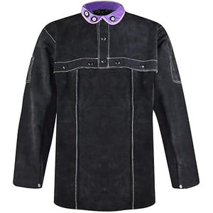 Veste de soudeur en cuir de haute qualité, résistante aux flammes et aux chocs, vêtements de travail professionnels en cuir de vachette. - Product Image 2