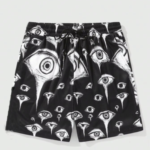 Shorts de sport décontractés pour hommes à séchage rapide avec cordon de serrage et motif imprimé œil, taille mi-haute, en tissu tissé 100 % polyester - Product Image 3