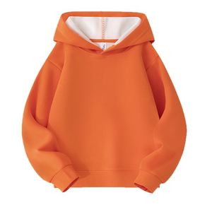 Sweat-shirt à capuche pour enfants Orange Kids, doublé, uni, ODM, manches longues, pull en coton mélangé, tricoté, décontracté, automne-hiver - Product Image 1