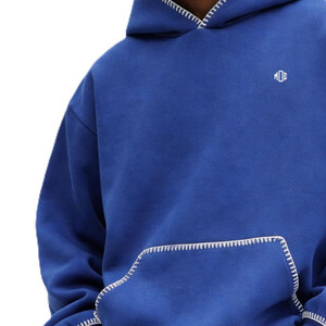 Sudadera con Capucha Extra Grande para Hombre, de Felpa de Algodón Grueso, con Costuras en Contraste, Estilo Urbano, Fabricación Personalizada OEM - Product Image 5