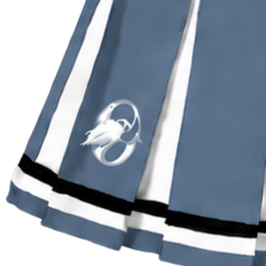 Jupe plissée bleu ardoise pour femme, uniforme de danse athlétique, tenue de performance pour équipe avec détail rayé blanc - Product Image 6