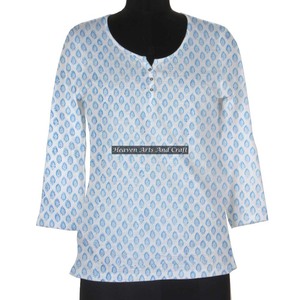 Haut exclusif imprimé en coton imprimé à la main/haut exclusif court à fleurs Kurti pour femmes/haut exclusif court Kurti indien fait à la main pur coton printemps - Product Image 1
