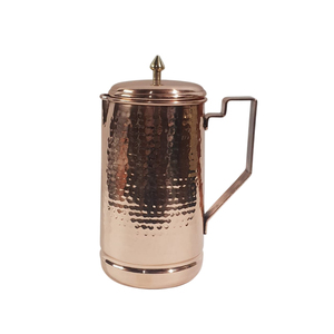 Pure Copper Water Pitcher with Diamond Hammered Design & Brass Knob Lid Handmade <b>Jug</b> for Hotel Restaurant Tableware - Product Image 2