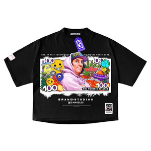 เสื้อยืดคอกลมแขนสั้นสีดำสำหรับผู้ชาย ผ้าเจอร์ซีย์คอตตอน 100% พิมพ์ลายสกรีน ทรงปกติ เป็นมิตรกับสิ่งแวดล้อม - Product Image 1