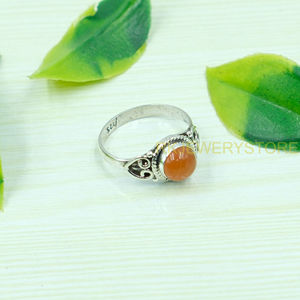 แหวนพลอยคาร์เนเลียนสีแดงธรรมชาติ แหวนหินสีแดง แหวนเงินแท้ 925 สำหรับผู้หญิง แหวนแต่งงานทำมือ แหวนหมั้น ของขวัญ - Product Image 3