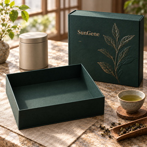 กล่องบรรจุภัณฑ์แข็งแบบยกฝาเปิดได้ SunGene Jade Leaf Archive สำหรับชุดสะสมกระป๋องชาพรีเมียม - Product Image 5