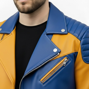 Latest Hot Selling Design Winter <b>Jacket</b> Men Red <b>Real</b> <b>Leather</b> <b>Jacket</b> Streetwear Square Collar <b>Leather</b> Outdoor <b>Jacket</b> Men's - Product Image 3