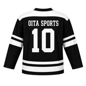 Black White Sublimation Ice Hockey Jersey Long Sleeve <b>Athletic</b> Team Uniform Match Shirt Outdoor Training Wear Hockey Sports - Product Image 2