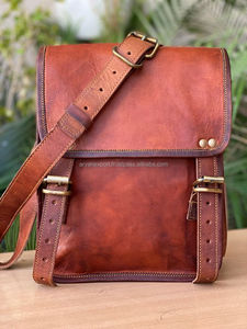 Bandolera de cuero de cabra Real Natural, de tamaño pequeño bolso cruzado, 9x11 pulgadas - Product Image 4