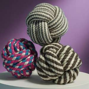 Juguete Masticable para Mascotas Yommy, Pelota de Cuerda Trenzada de 3 Colores, Juguete Dental para Perros - Product Image 1