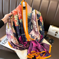 Moda 180x90 cm Saten Ipek Eşarp Kadınlar Lüks Büyük Şal Wrap Müslüman Başörtüsü Kafa Bandı Plaj Stoles Kadın Bandana Fular Türban