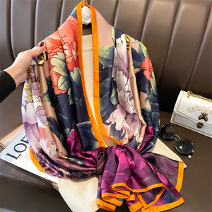 Fashion 180x90cm Satin Silk Scarf <b>Women</b> Luxury Large Shawl Wrap Muslim Hijab Headband Beach Stoles Female Bandana Foulard <b>Turban</b> - Product Image 2