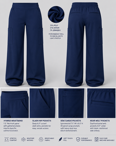 Pantalones Médicos Unisex Híbridos Transpirables de Pierna Ancha con Bolsillos y Cintura Elástica, Uniforme de Hospital de Punto - Product Image 2