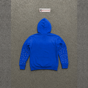 เสื้อฮู้ดพิมพ์ลายกากเพชรสีฟ้าพิมพ์ลายกากเพชรแบบสวมหัวผ้าฝ้ายทรงพอดีตัวสำหรับฤดูใบไม้ร่วง - Product Image 6