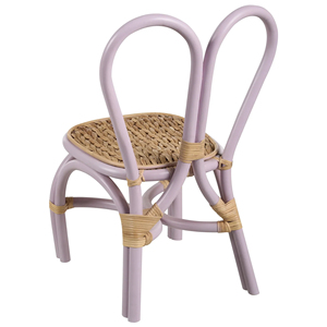 Chaise pour enfants de style scandinave avec siège en rotin et dossier fendu, couleur lavande, pour les chambres d'enfants - Product Image 1