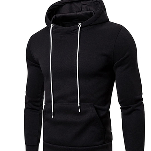 Sudadera con Capucha Negra Lisa |   Sudadera Unisex de Felpa de Algodón |   Sudaderas con Capucha Extra Grandes al por Mayor para Ropa Deportiva Informal, OEM/ODM - Product Image 2