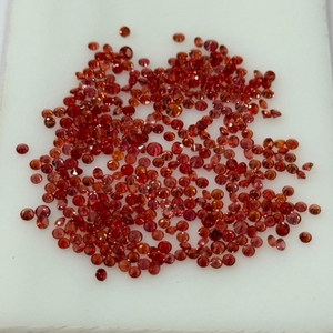 Zafiro Natural Naranja Oscuro, Corte Brillante Redondo, 2mm, Calibrado, AAAA, Tailandia, Joyería Fina, Piedra Preciosa - Product Image 4