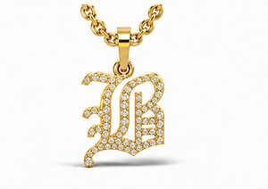 Luxury 925 Sterling Silver Gold Plated Gothic Initial Letter Pendant CZ Studded Alphabet Necklace Jewelry - Product Image 2