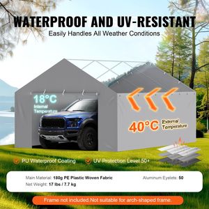 Bâche de remplacement robuste pour abri de garage ou carport 13 x 20 pieds avec protection UV, facile à installer, imperméable - Product Image 3