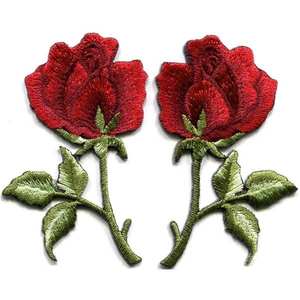 OEM 2026 Par de Parches Bordados con Apliques de Flores Rojas, Parche Floral Vintage para Ropa, Apliques Decorativos para Vestidos - Product Image 5