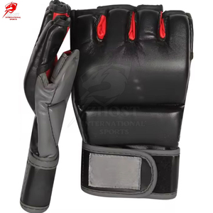 ZHOST INTERNATIONAL SPORTS MMA <b>Gloves</b> Faux Leather Half Finger Hook Loop Closure Pair 14oz/<b>16oz</b> for Martial Arts <b>Boxing</b> 14 - Product Image 4