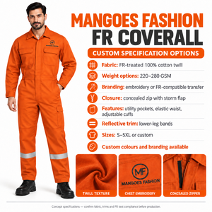 Overol de Trabajo Reflectante de Alta Visibilidad, Ignífugo, Certificado CE/EU, 100% Algodón FR, Marca MANGOES FASHION, para Hombre, OEM, Venta al Por Mayor - Product Image 6