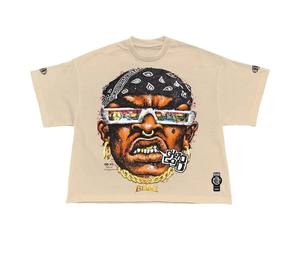 เสื้อยืดฮิปฮอป TAHAD ดีไซน์ใหม่ ปี 2026 ผ้าฝ้าย 100% พิมพ์ลายด้วยหมึกสีขาวแบบพ่นตรง ระบายอากาศได้ดี สไตล์วินเทจ ลายเพชร แขนสั้น ทรงโอเวอร์ไซส์ - Product Image 4