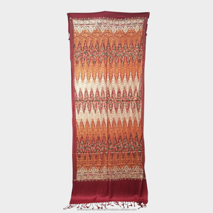Ivory <b>Pashmina</b> Shawl with Gold Floral Motif Border Design for Women Wedding Party Traditional Wear - Product Image 5