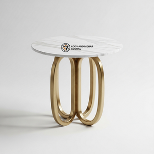 Luxury Industrial <b>Round</b> White Top <b>Stool</b> with Gold Stainless Steel Base Modern Decorative Side Table for School and Hotel Use - Product Image 1