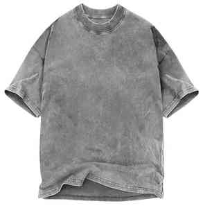Camiseta Oversize Gris para Hombre con Estampado Gráfico Sonriente, Lavado Ácido, Transpirable, en Stock - Product Image 4