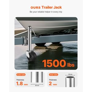 Martinetto Girevole per Rimorchio Barca Resistente con Capacità di Carico di 680 kg, Maniglia Ergonomica e Ruota Singola in PP - Ricambi e Accessori - Product Image 3