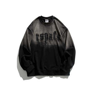 Sudadera con Capucha de Algodón 100% para Parejas, Estampado de Letras y Bordado con Combinación de Colores Degradados Lavados, Colección Otoño 2025 - Product Image 2