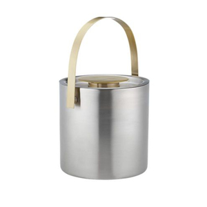 Brushed Gold Double Walled 3-Quart Insulated Ice Bucket Tongs Premium American Made Stainless Steel Barware Wine <b>Cooler</b> Party - Product Image 3