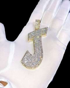 Pendentif Moissanite Lettre Initiale Breloques Hiphop Bijoux VVS Iced Out Argent 925 Pendentif Moissanite Personnalisé - Product Image 5