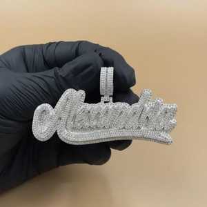 Colgante de Lujo Hip Hop Bust Down de Plata de Ley 925 con Moissanita para Hombre, Totalmente Personalizado con Letra y Nombre, Regalo de Cumpleaños - Product Image 2