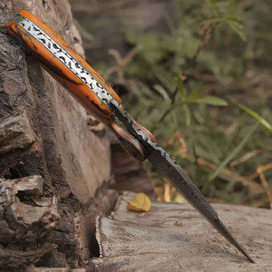 Damascus Steel Folding Knife Handmade Pattern Steel Compact Pocket <b>Tool</b> Outdoor <b>Camping</b> Hiking Fishing Travel Everyday Use - Product Image 4