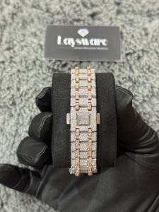 Montre de luxe classique en acier inoxydable avec aiguilles en moissanite VVS de haute qualité, verre saphir, style hip-hop glacé, double affichage pour affaires - Product Image 6