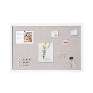 Elegante Bacheca in Sughero Bianco 30"x20" con Superficie in Lino, Funzionale e Stilosa, da Parete per Casa, Scuola o Ufficio - Product Image 1