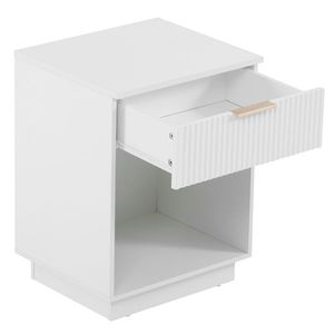 โต๊ะข้างเตียงสีขาวแบบลิ้นชักเดียวพร้อมชั้นวาง - Product Image 4