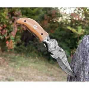 Couteau de poche artisanal Burraq en acier Damas, personnalisable OEM, avec manche en bois et étui en cuir – Cadeau d'anniversaire, cadeau pour témoin de mariage - Product Image 6