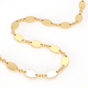 Collar Fino Hecho a Mano con Cadena de Oro Sólido de 18K, Acabado Cepillado, Alambre Envolvente, Marquise Plano de 8x4mm, 17cm - Product Image 3