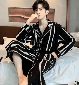 Bata de Baño de Algodón para Hombre, Manga Larga, Lisa, Ecológica, Cómoda, Tipo Kimono, Camisón, Pijama para Primavera, Verano y Otoño - Product Image 2