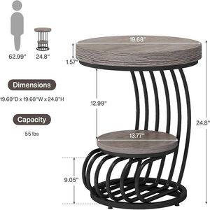 <b>Round</b> Coffee <b>Table</b> <b>with</b> <b>Storage</b> Rack for Use As a Sofa or Tea <b>Table</b> <b>Side</b> <b>Table</b> - Product Image 5