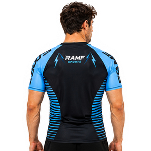 RAMF SPORTS Men's Red Blue Short Sleeve Rash Guard <b>Compression</b> <b>Shirt</b> Quick Dry Sublimation Print BJJ MMA Wrestling Top - Product Image 6