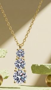 Collar de plata de ley 925 con diamante moissanita de forma redonda, regalo para mujer - Product Image 3