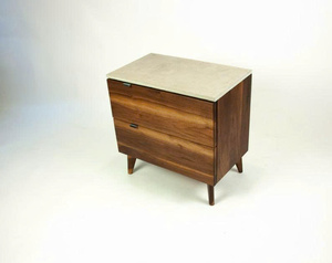 Midcentury Modern <b>Wood</b> <b>Chest</b> Of Drawers With Tapered Legs And Dark Top - Product Image 2