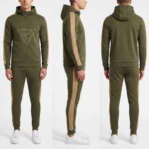 Ensemble de survêtement à capuche pour homme, color block, sweat-shirt zippé et pantalon de jogging, tenue de sport décontractée pour l'automne, assorti à des baskets blanches - Product Image 4