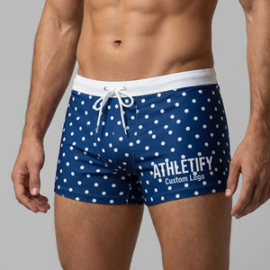 ATHLETIFY Short de bain personnalisé pour homme, séchage rapide, respirant, UPF50+, logo personnalisé imprimé, fermeture à cordon, sport de plage - Product Image 1