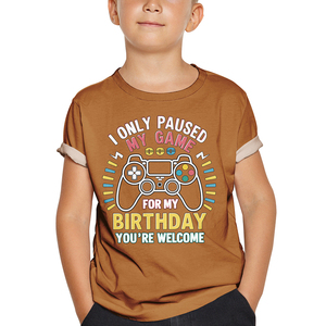 Nouveau T-shirt d'été européen personnalisé à manches courtes entièrement imprimé pour garçons, unisexe, ample, doux, noir, vêtements pour tout-petits, logo OEM - Product Image 1